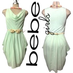 BEBE Sleeveless Clear Green Design Dress Size XS